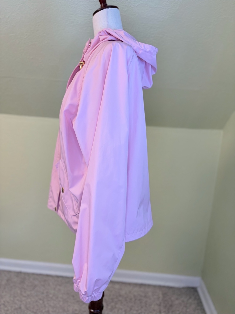 Lauren Ralph Lauren Pink Hooded Rain Jacket Windbreaker Goldtone Hardware Large - Picture 4 of 9